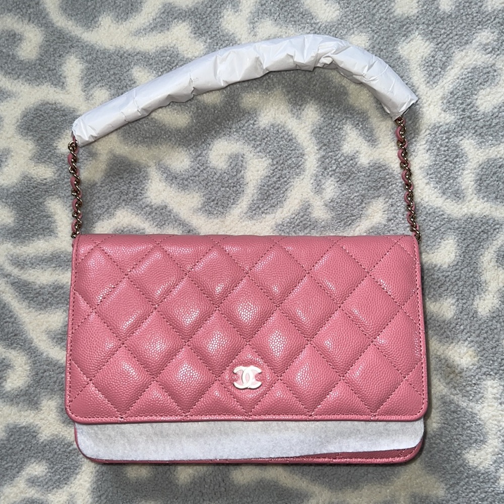 💖Chanel💖NWT Classic Wallet on Chain in Dusty Rose. Grained Calfskin.